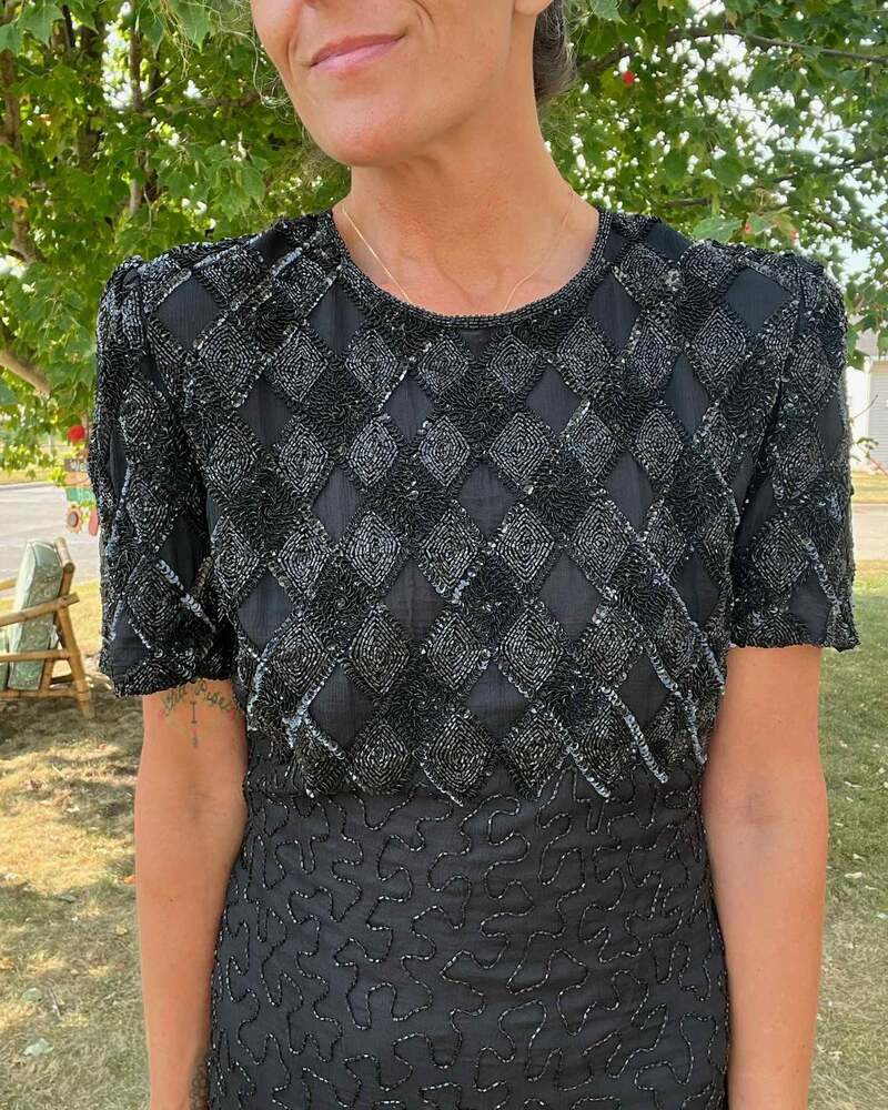 Vintage Elegant Black Beaded Cocktail Dress - Laurence Kager New York